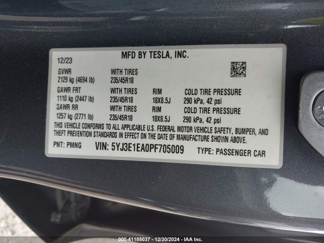 2023 TESLA MODEL 3 5YJ3E1EA0PF705009 Photo 8
