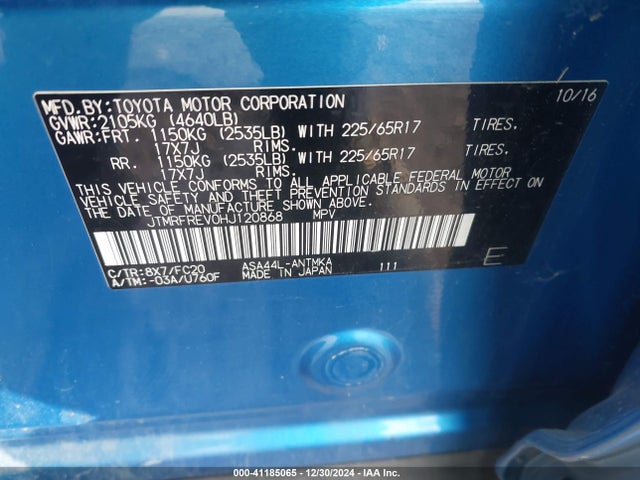 Toyota Rav4 Xle 2017 JTMRFREV0HJ120868 Image 9