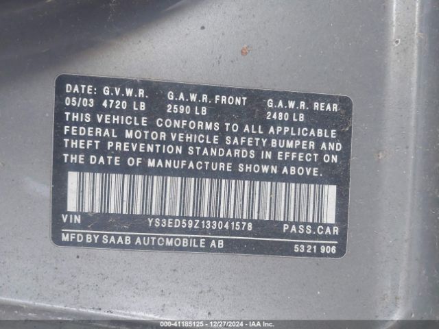 2003 SAAB 9-5 YS3ED59Z133041578 Photo 8