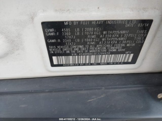 4S4BRBAC0E3294620 Subaru Outback 2.5i