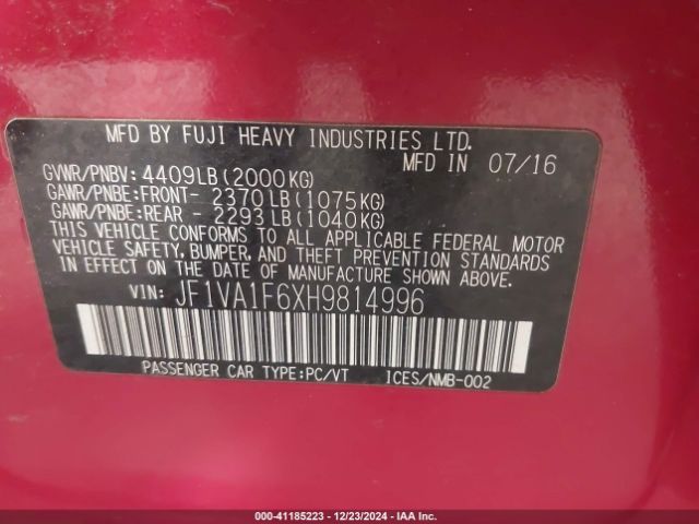 JF1VA1F6XH9814996 Subaru Wrx Premium