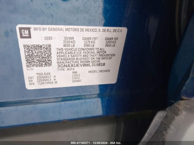 3GNAXUEV8ML315818 Chevrolet Equinox Awd Lt