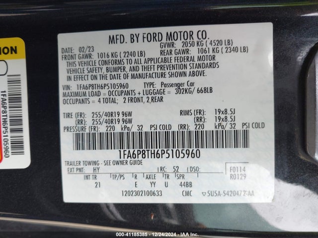 1FA6P8TH6P5105960 Ford Mustang Ecoboost Fastback