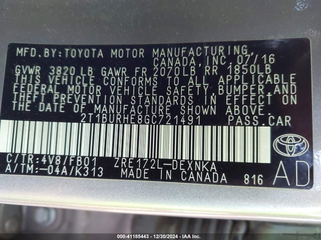 Toyota Corolla Le Plus 2016 2T1BURHE8GC721491 Image 9