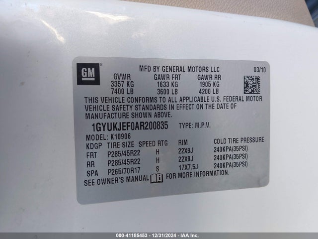 2010 CADILLAC ESCALADE ESV 1GYUKJEF0AR200835 Photo 8