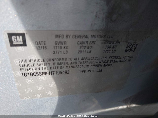 Chevrolet Cruze Ls Auto 2017 1G1BC5SM9H7195492 Image 9