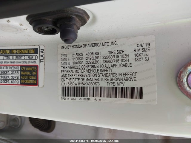 Honda CR-V EX 2019 5J6RW1H54KA030573 Image 9