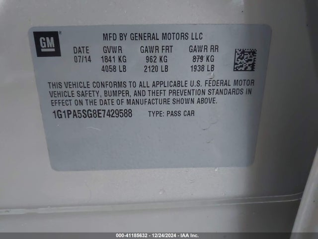 Chevrolet Cruze Ls Auto 2014 1G1PA5SG8E7429588 Image 9