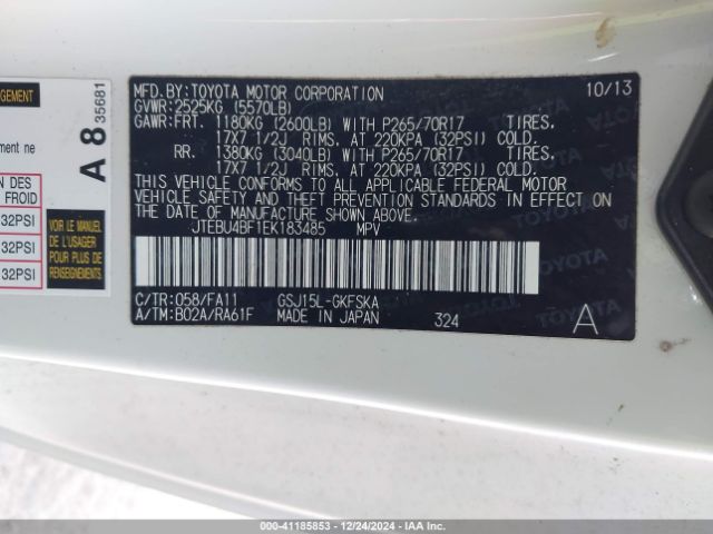 JTEBU4BF1EK183485 Toyota FJ Cruiser