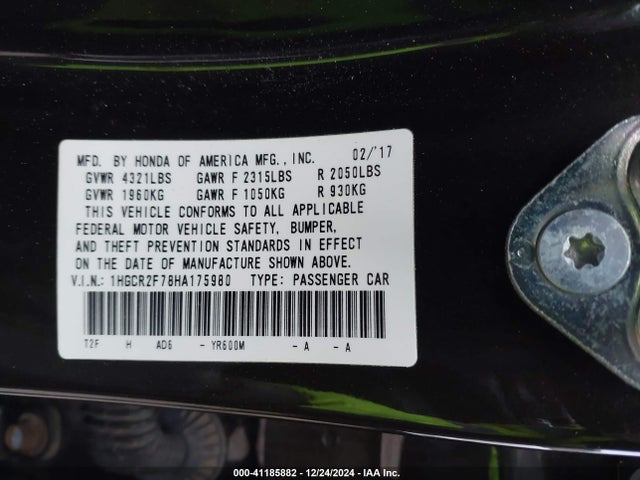 1HGCR2F78HA175980 Honda ACCORD EX