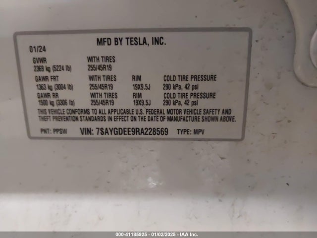 2024 TESLA MODEL Y 7SAYGDEE9RA228569 Photo 8