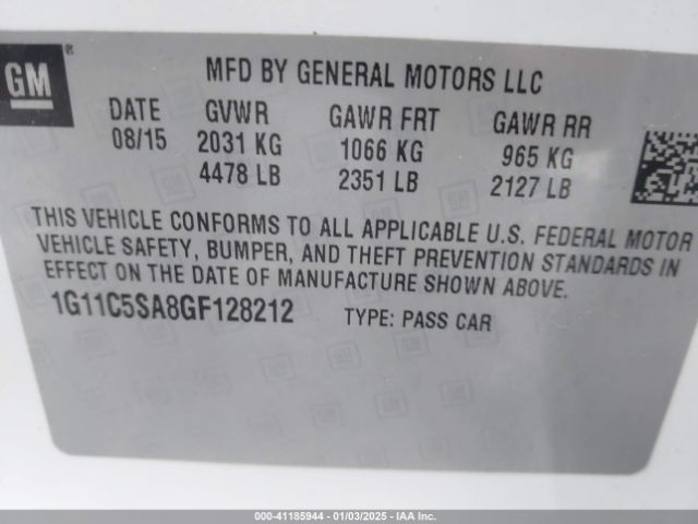 1G11C5SA8GF128212 Chevrolet Malibu Limited Lt