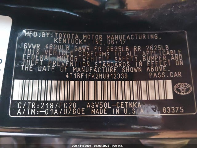 4T1BF1FK2HU812339 Toyota CAMRY LE