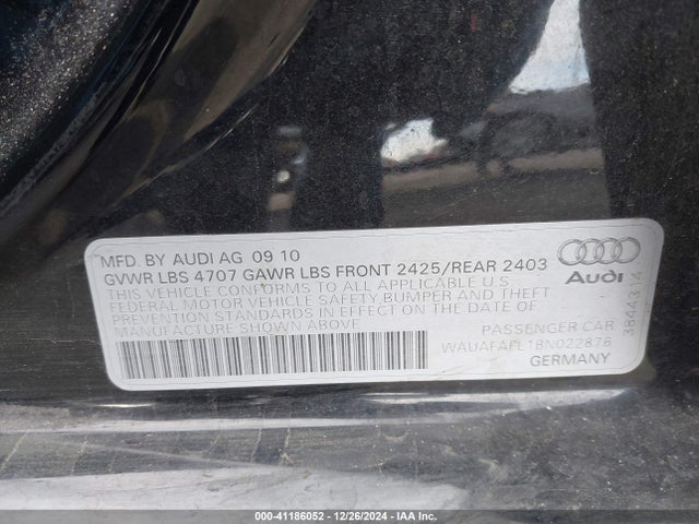 2011 AUDI A4 WAUAFAFL1BN022876 Photo 8