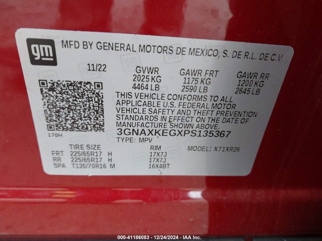 3GNAXKEGXPS135367 Chevrolet Equinox Fwd Lt