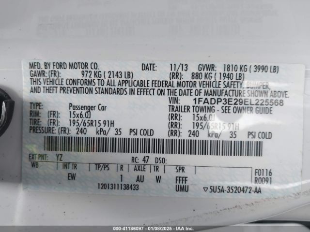 1FADP3E29EL225568 Ford FOCUS S