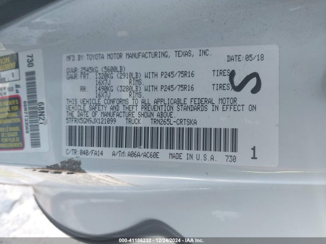 5TFRX5GN9JX121099 Toyota Tacoma Sr