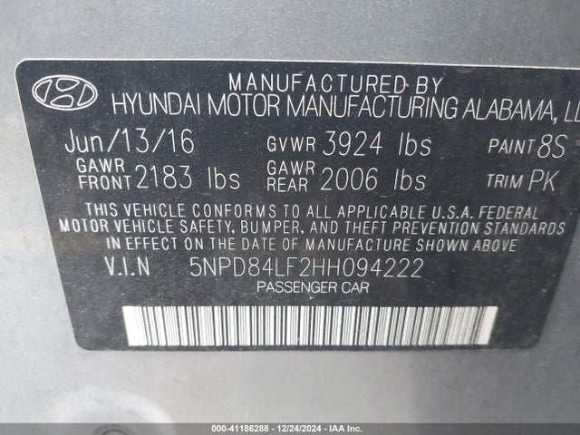 Hyundai ELANTRA SE 2017 5NPD84LF2HH094222 Image 9