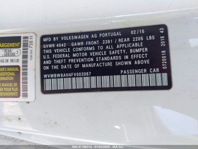 WVWBW8AH4FV003067 Volkswagen Eos Komfort Edition
