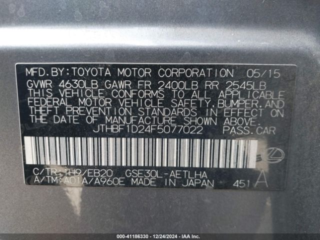 JTHBF1D24F5077022 Lexus IS 250