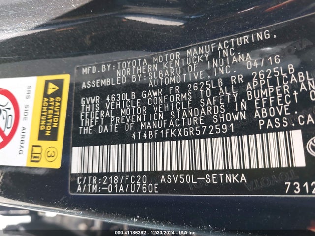 Toyota CAMRY LE 2016 4T4BF1FKXGR572591 Image 9
