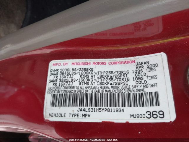 2000 MITSUBISHI MONTERO SPORT JA4LS31H5YP811934 Photo 8