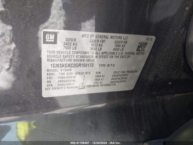 1GNSKGKC2GR189170 Chevrolet Suburban Ls
