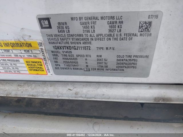 1GKKVTKD1GJ111872 GMC Acadia Denali
