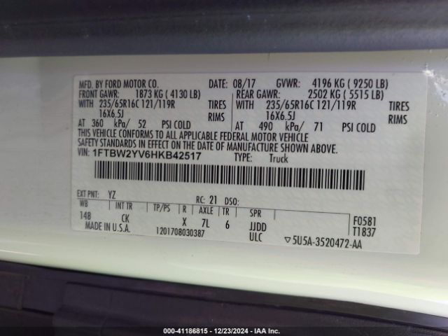 1FTBW2YV6HKB42517 Ford Transit-350
