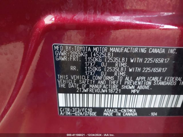 2T3WFREV0JW418721 Toyota Rav4 Adventure/xle
