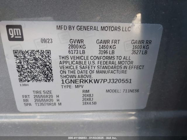 1GNERKKW7PJ320551 Chevrolet Traverse Fwd Premier