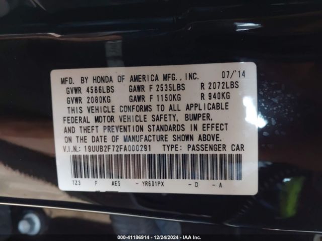 19UUB2F72FA000291 Acura Tlx V6 Advance