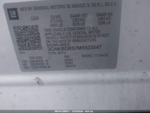 3GNKBDRS7MS533547 Chevrolet Blazer Fwd 3lt