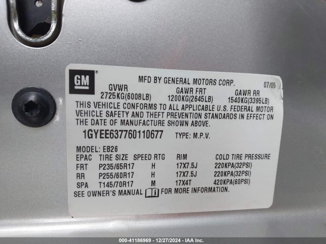 2006 CADILLAC SRX 1GYEE637760110677 Photo 8