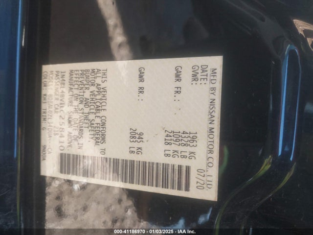1N4BL4BV1LC258410 Nissan Altima S Fwd