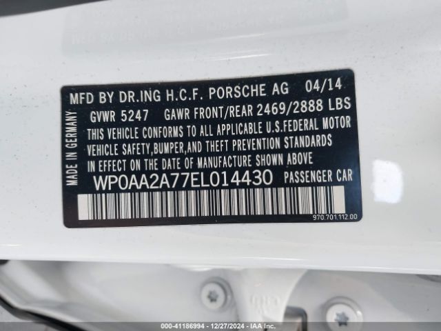 WP0AA2A77EL014430 Porsche PANAMERA 4