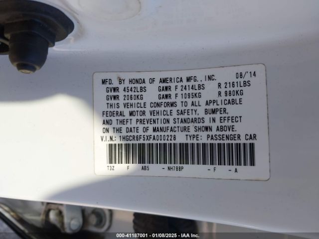 1HGCR6F5XFA000228 Honda Accord Hybrid Ex-l