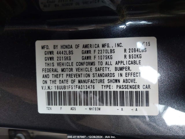 Acura TLX TECH 2015 19UUB1F51FA013476 Image 9