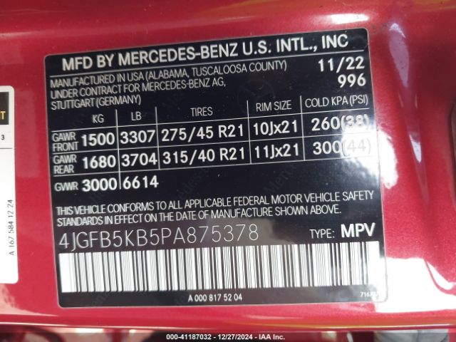 4JGFB5KB5PA875378 Mercedes-Benz Gle 450 4matic