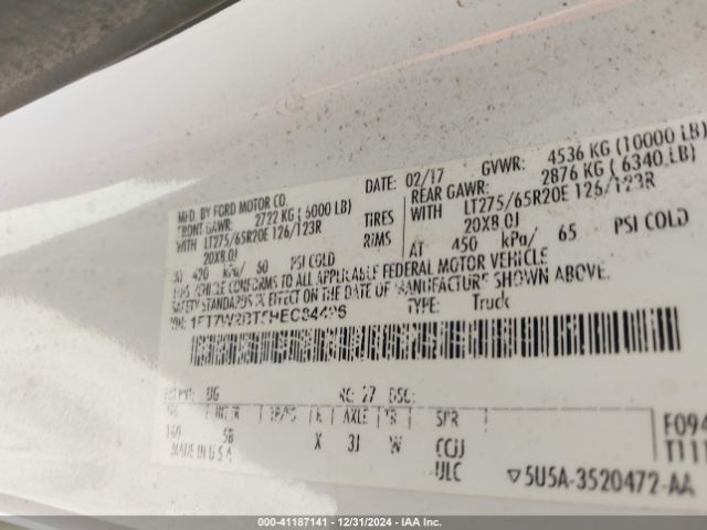 1FT7W2BT5HEC84496 Ford F-250 Lariat