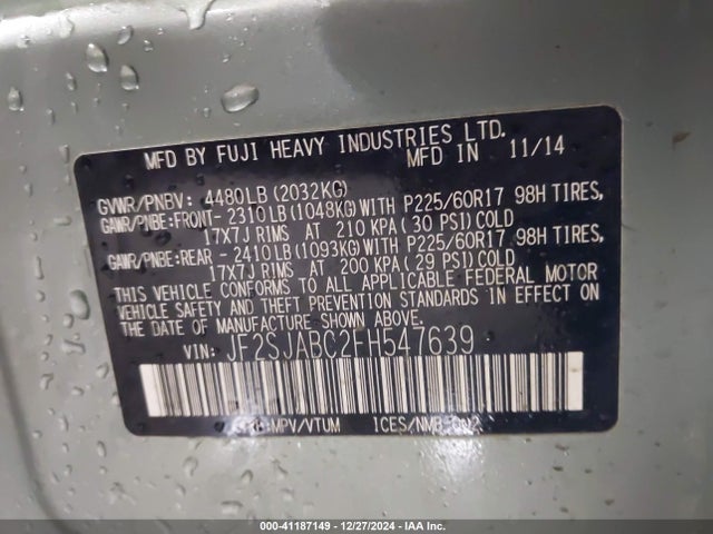JF2SJABC2FH547639 Subaru Forester 2.5i