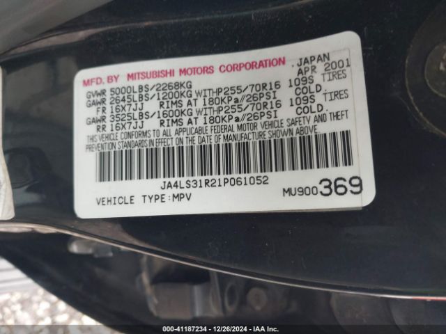 2001 MITSUBISHI MONTERO SPORT JA4LS31R21P061052 Photo 8