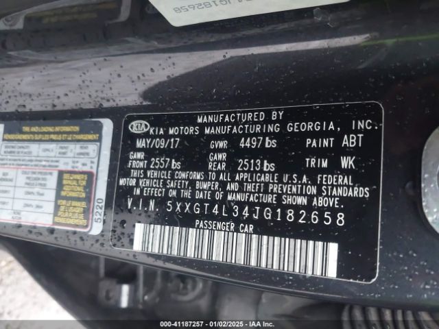 5XXGT4L34JG182658 KIA Optima S