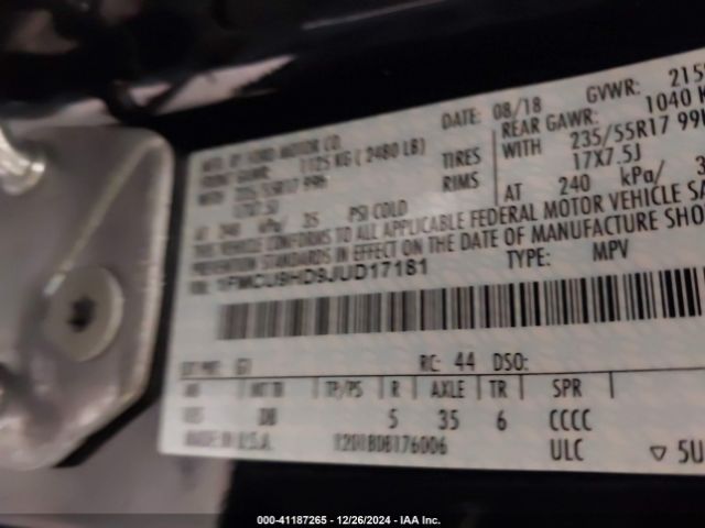 1FMCU9HD9JUD17181 Ford ESCAPE SEL