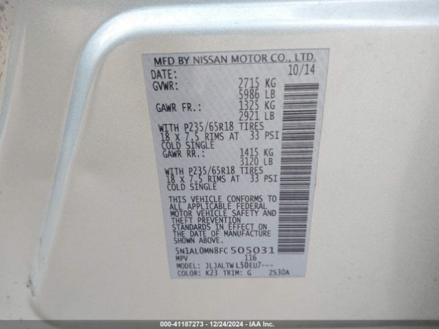 5N1AL0MN8FC505031 Infiniti QX60