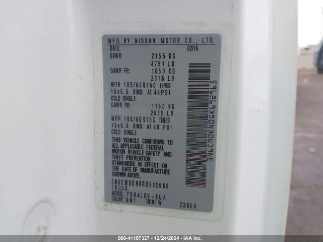 3N6CM0KN0GK692965 Nissan Nv200 S