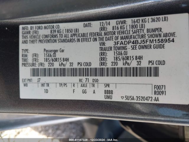 3FADP4BJ5FM158954 Ford FIESTA SE