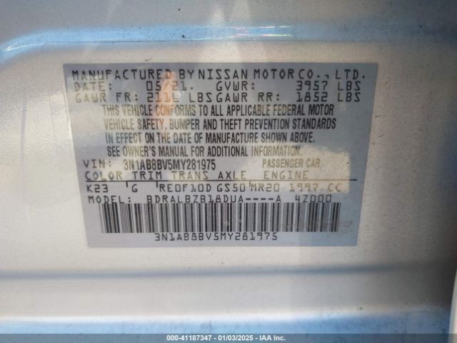 3N1AB8BV5MY281975 Nissan Sentra S Xtronic Cvt