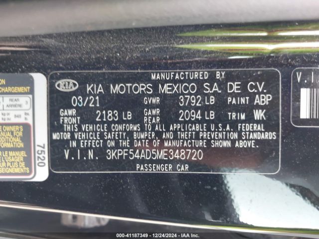 3KPF54AD5ME348720 KIA FORTE EX