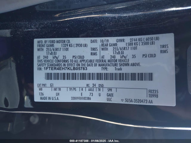 1FTER4EH7KLB05783 Ford RANGER XL